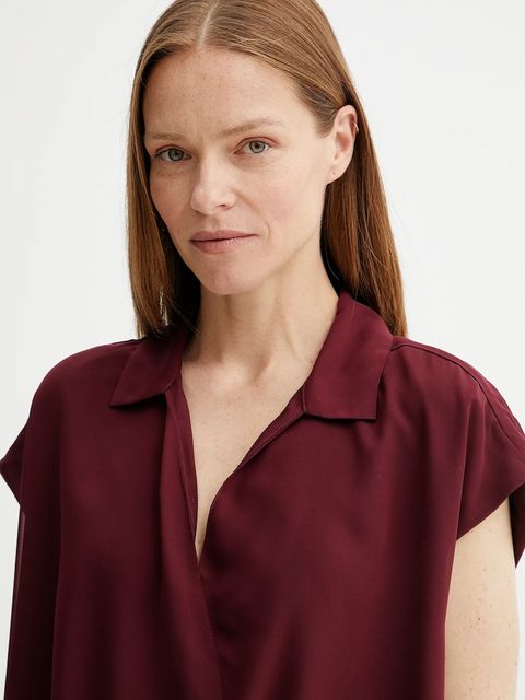 Calvin Klein bluzka damska kolor bordowy gładka LV044C199G