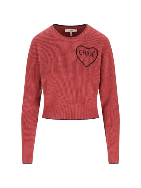 Chloé heart knitted jumper - Red - zdjęcie produktu nr 1