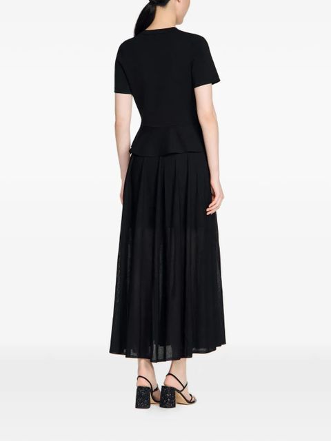SANDRO button fitted knitted dress - Black