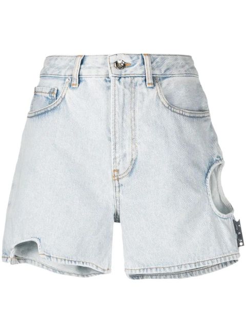Off-White cut-out high-waisted denim shorts - Blue - zdjęcie produktu nr 1