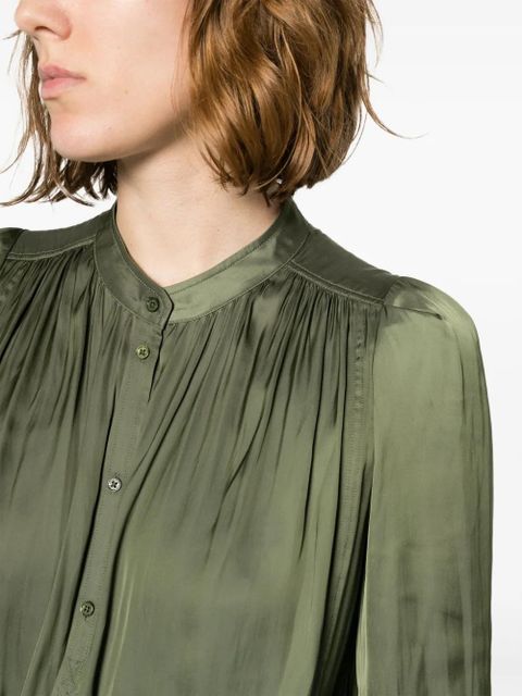 Zadig&Voltaire Tchin satin-finish ruched-detailed shirt - Green - zdjęcie produktu nr 2
