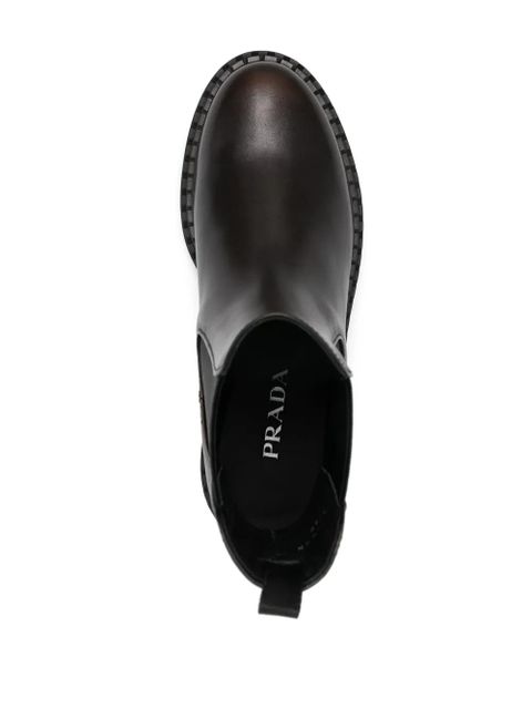 Prada 55mm logo-debossed boots - Brown