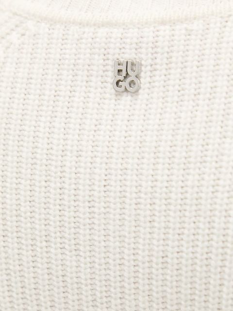 HUGO sweter z wełną damski kolor beżowy z półgolfem 50548292