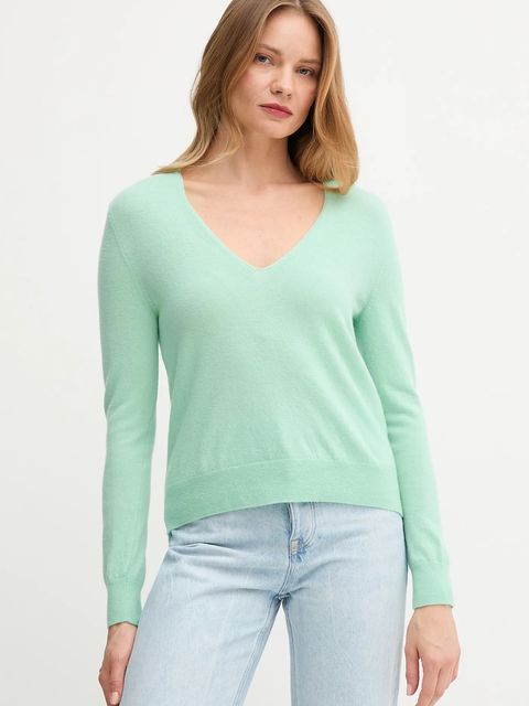 United Colors of Benetton sweter wełniany damski kolor zielony lekki 1002D401Y - zdjęcie produktu nr 1