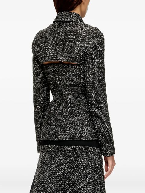 Diesel tweed-texture cropped jacket - Black
