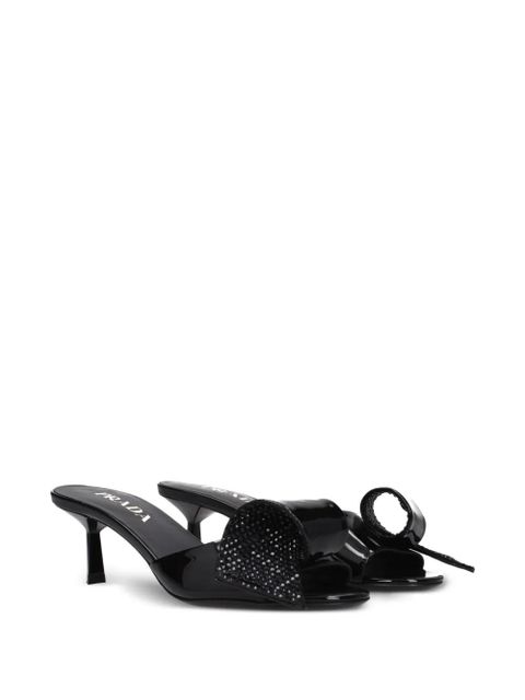 Prada crystal-embellished bow sandals - Black - zdjęcie produktu nr 2