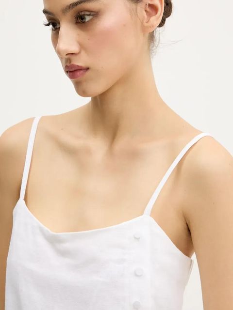 Abercrombie & Fitch sukienka lniana kolor beżowy mini prosta KI159-5696