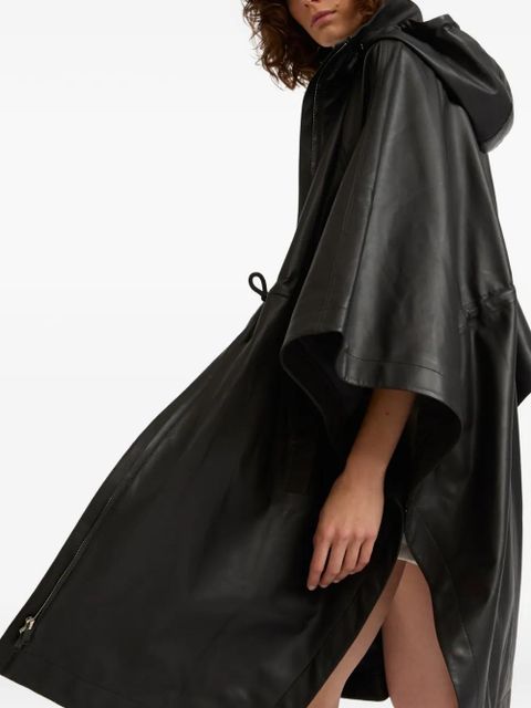 Yves Salomon hooded waterproof leather cape - Black