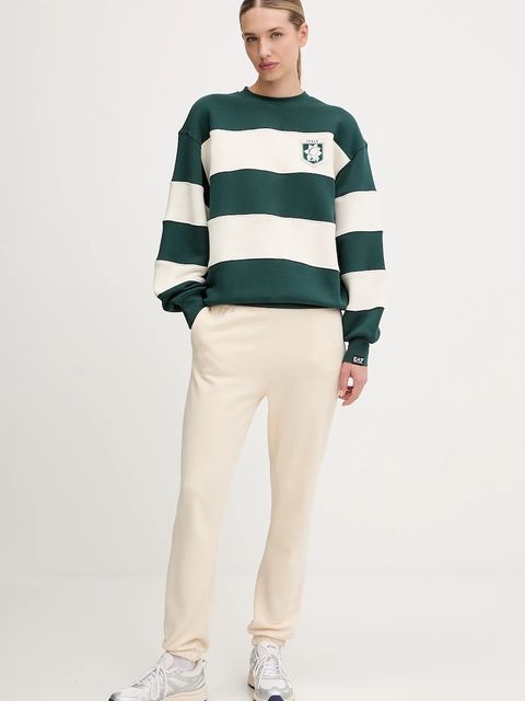 EA7 Emporio Armani bluza bawełniana damska kolor zielony z aplikacją AF16427.7X000143