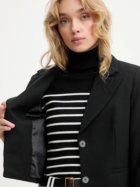 Answear.LAB marynarka kolor czarny jednorzędowa gładka