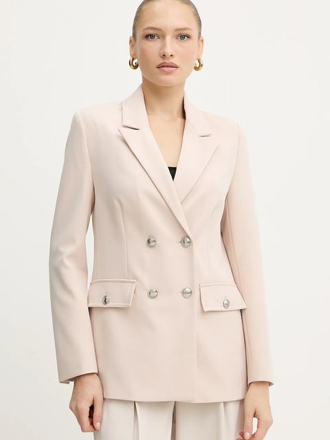 Guess marynarka FIONA kolor beżowy dwurzędowa gładka W5YN20 WH9Y2 - zdjęcie produktu nr 1