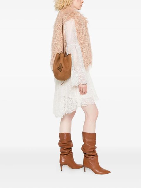 Ruslan Baginskiy pleated suede bucket bag - Brown