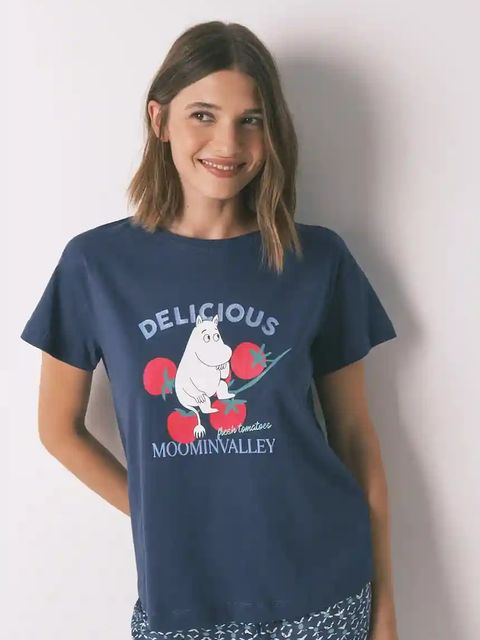 women'secret piżama bawełniana damska kolor granatowy bawełniana 3132101 - zdjęcie produktu nr 2