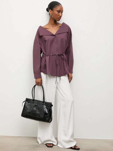 Answear.LAB koszula bawełniana damska kolor bordowy regular z kołnierzykiem klasycznym