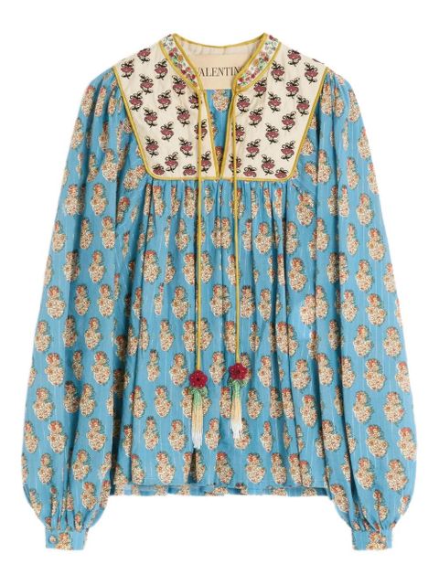 Valentino Garavani Petales d'Amour-print lurex top - Blue - zdjęcie produktu nr 1