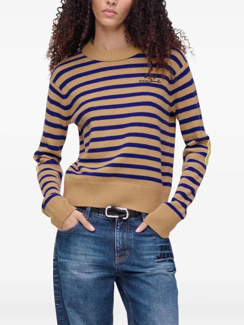 Marc Jacobs striped flower-embellished sweater - Brown