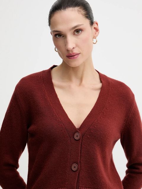 Sisley kardigan z dodatkiem wełny damski kolor pomarańczowy lekki 122WL602S