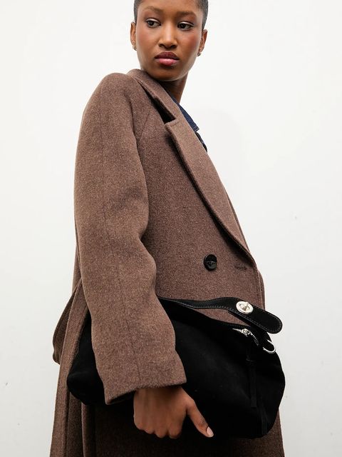 Answear.LAB płaszcz wełniany kolor brązowy przejściowy dwurzędowy