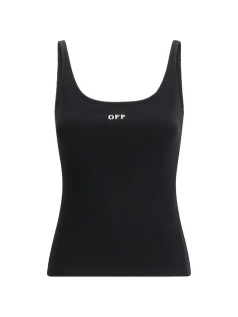 Off-White ribbed tank top - Black - zdjęcie produktu nr 1