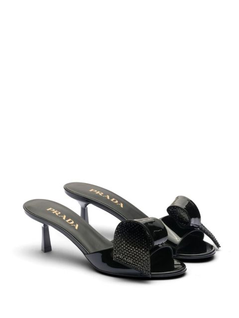 Prada bow-detail patent-leather sandals - Black - zdjęcie produktu nr 2