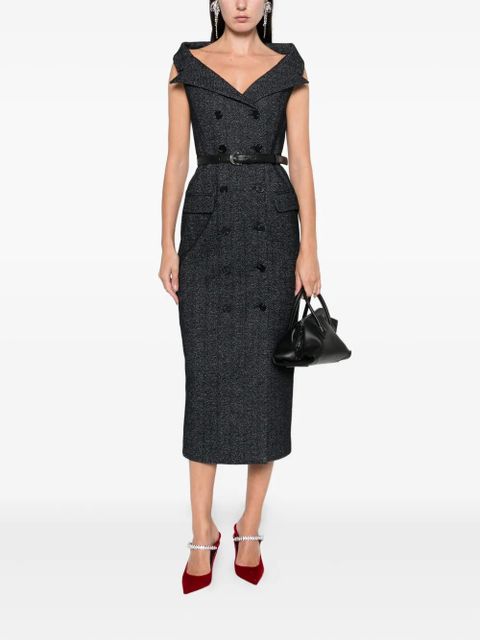 Self-Portrait double-breasted belted midi dress - Blue