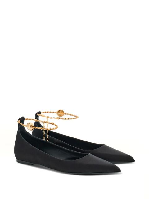 Ferragamo cable-link chain leather ballerina shoes - Black - zdjęcie produktu nr 2