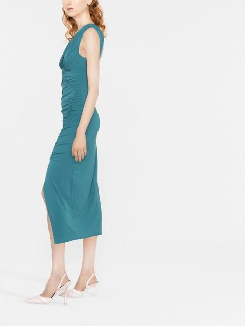 Self-Portrait ruched one-shoulder midi dress - Blue