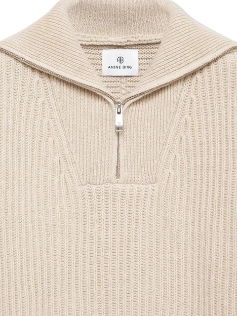 ANINE BING zip sammy knitwear - Neutrals - zdjęcie produktu nr 2