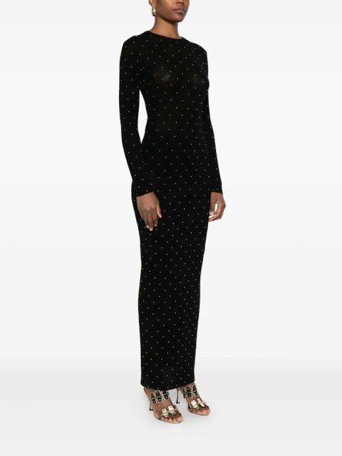 Rabanne bead-embellished long-sleeve maxi dress - Black