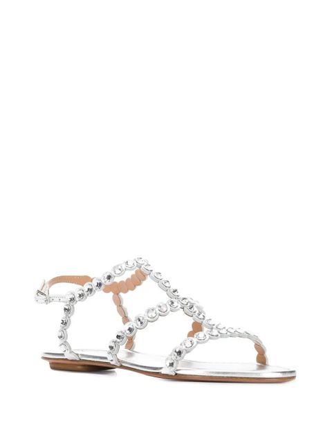 Aquazzura crystal flat sandals - Silver - zdjęcie produktu nr 2