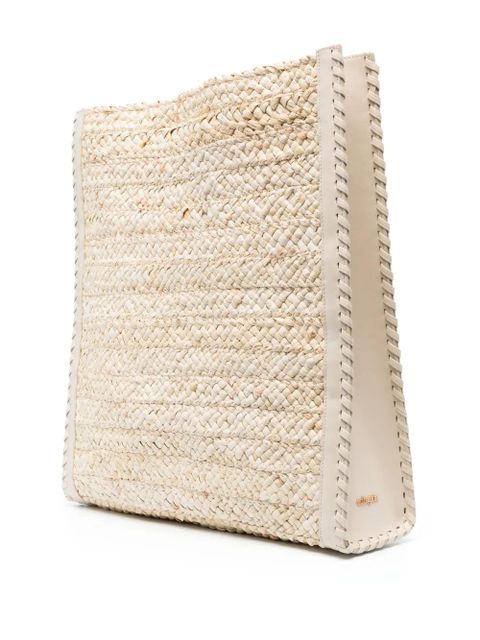 Cult Gaia logo-plaque interwoven beach bag - Neutrals