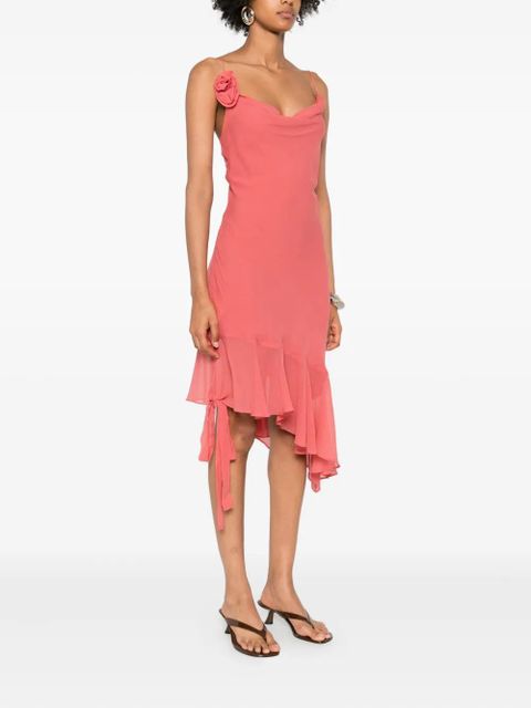Paris Georgia Julia rose-embellished asymmetrical dress - Pink