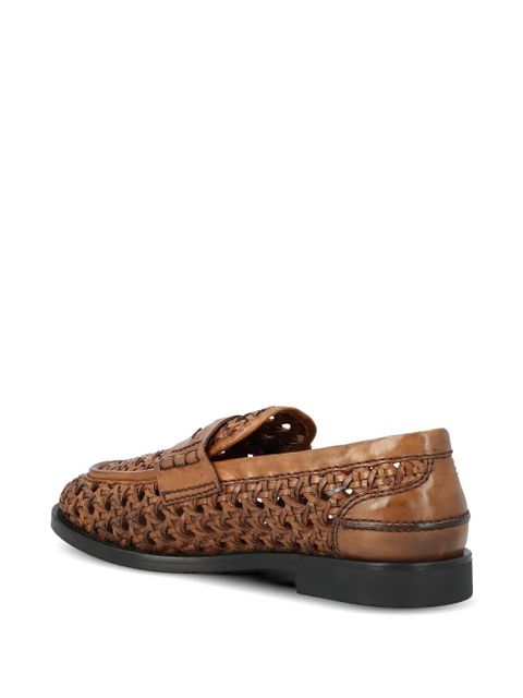 Miu Miu woven leather loafers - Brown