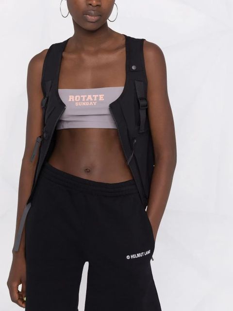 ROTATE BIRGER CHRISTENSEN logo-print bra top - Grey