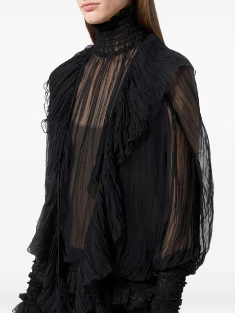 Blumarine high-neck lace blouse - Black