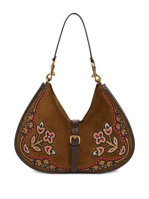 ETRO Pony embroidery suede maxi shoulder bag - Brown - zdjęcie produktu nr 1