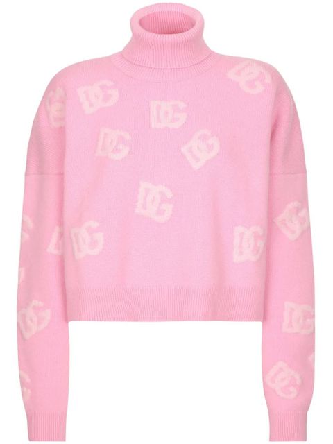 Dolce & Gabbana DG-logo cropped cashmere jumper - Pink - zdjęcie produktu nr 1