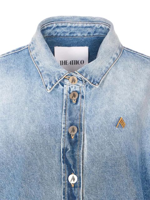The Attico logo-embroidered button-up denim shirt - Blue