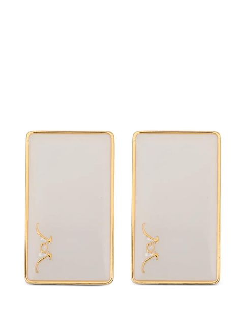 Rowen Rose rectangular earrings - Gold - zdjęcie produktu nr 1