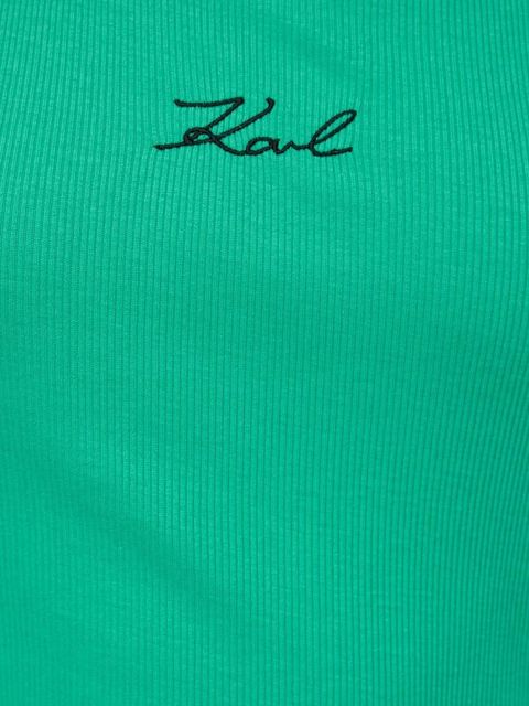 Karl Lagerfeld top bawełniany kolor turkusowy