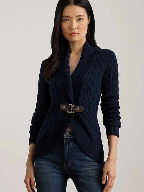 Lauren Ralph Lauren kardigan bawełniany damski kolor granatowy 200P03473 - zdjęcie produktu nr 1