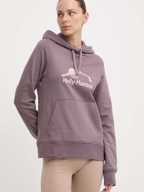 Helly Hansen bluza NORD GRAPHIC damska kolor fioletowy z kapturem 62981