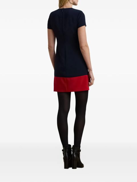 Lauren Ralph Lauren button colour-block mini dress - Blue