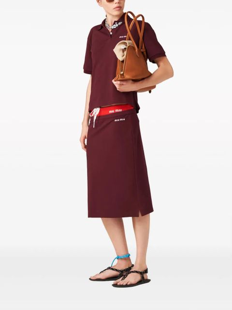 Miu Miu logo-embroidered piqué skirt - zdjęcie produktu nr 2