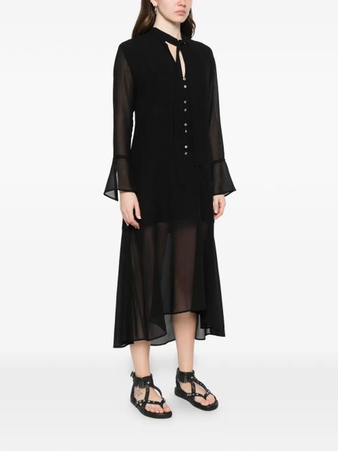 PINKO Georgette button front tie dress - Black