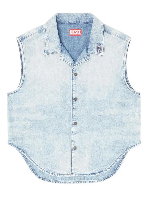 Diesel logo-embroidered denim vest - Blue - zdjęcie produktu nr 1