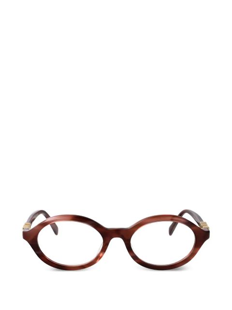 Gucci Eyewear logo-plaque round-frame glasses - Brown - zdjęcie produktu nr 1