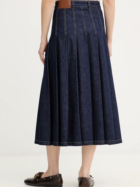 Weekend Max Mara spódnica jeansowa OVALE kolor granatowy midi rozkloszowana 2615101071600