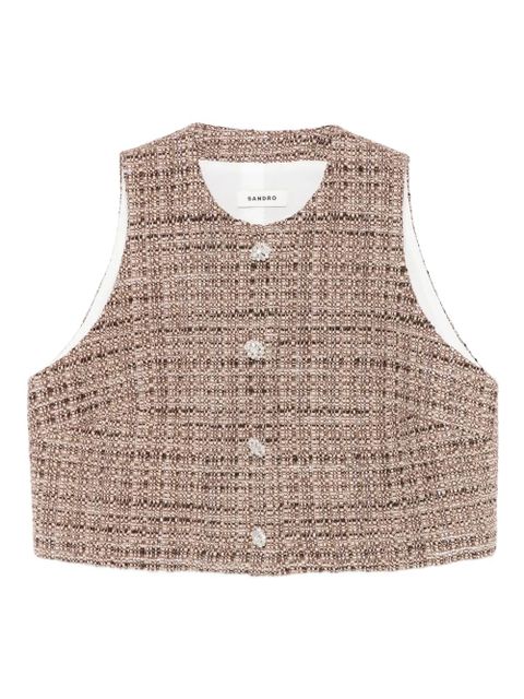 SANDRO tweed sleeveless top - Brown - zdjęcie produktu nr 1