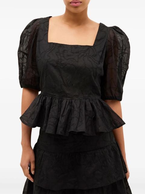 Marie Oliver Orla puff-sleeve embroidered top - Black - zdjęcie produktu nr 2